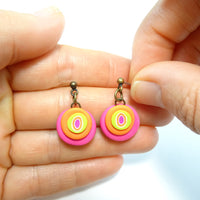 Boucles d'oreilles TOURBILLON ROSE HIBOU (pendantes)