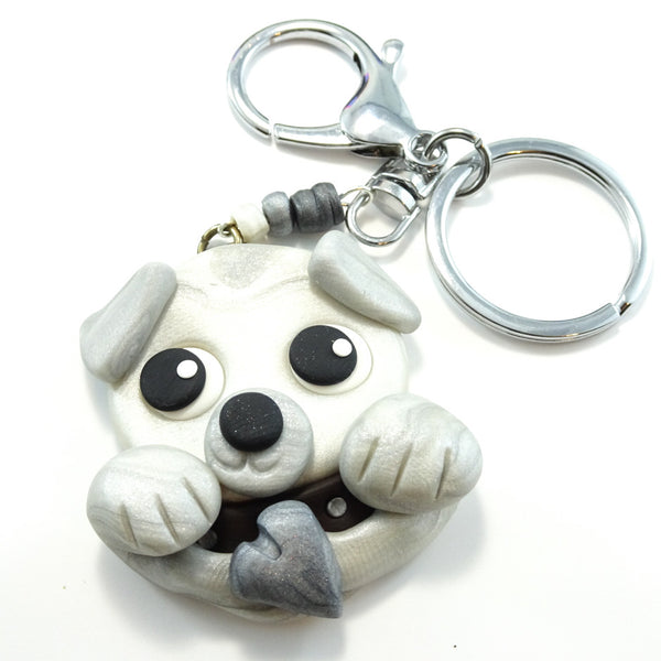 Porte-clés géant chien blanc