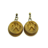 Boucles d'oreilles EMPREINTE DE LOUP or antique (pendantes)