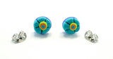 Boucles d'oreilles FLEUR COLORÉE turquoise (puces)
