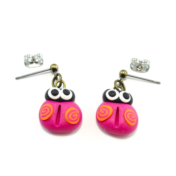 Boucles d'oreilles COCCINELLE ROSE (pendantes)